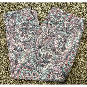Talbots‎ Perfect Crop Pants Womens 12P Pink Paisley Print Cotton Stretch